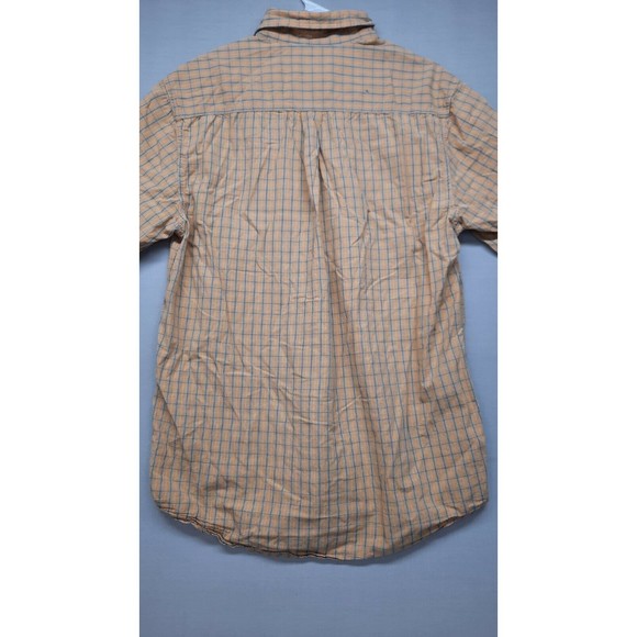 Carhartt Large Mens Yellow Plaid Short Sleeve Pockets Cotton Button Down Shirt - Picture 2 of 7